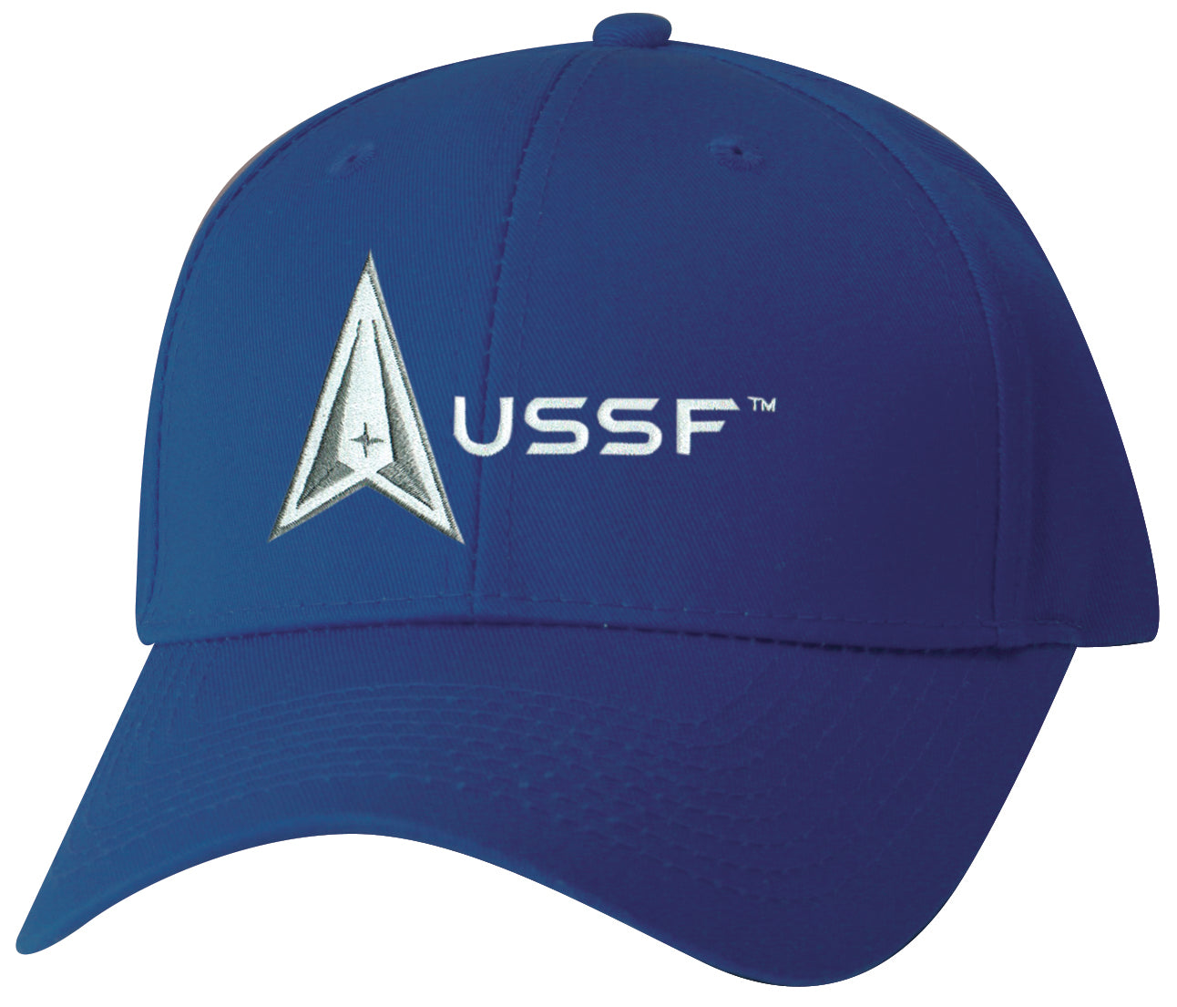 United States Space Force Logo USSF Embroidered on a Royal Structured Ball Cap