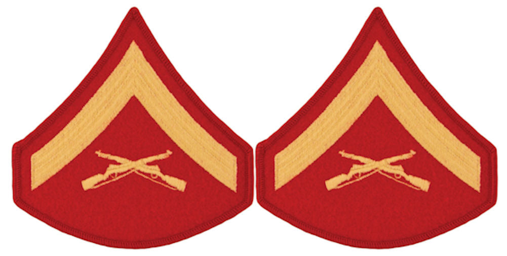 USMC Chevrons - GOLD on RED