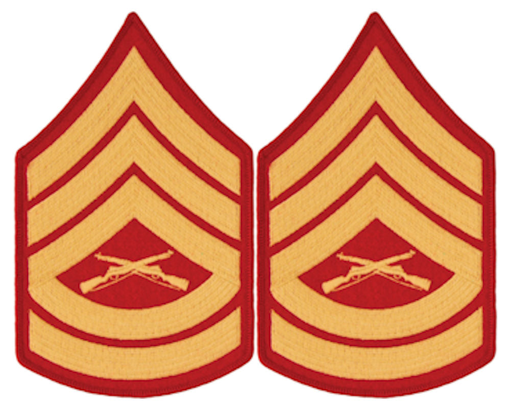 USMC Chevrons - GOLD on RED