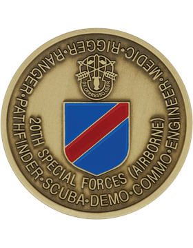 20th Special Forces Airborne Green Berets Challenge Coin - Brass Oxide