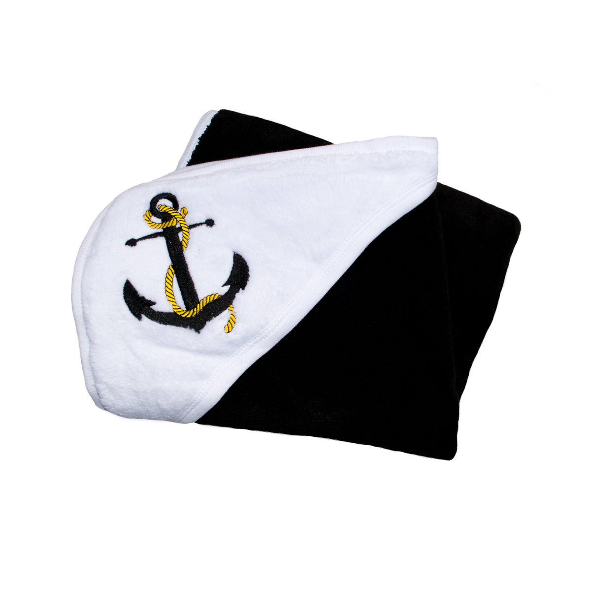 Trooper Plush Black and White Navy Baby Blanket