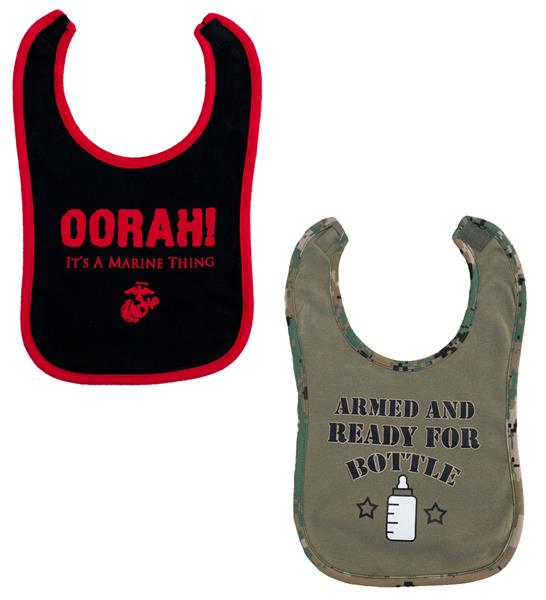 Trooper U.S. Marines Infant Bibs - 2 PACK Oorah & Bottle