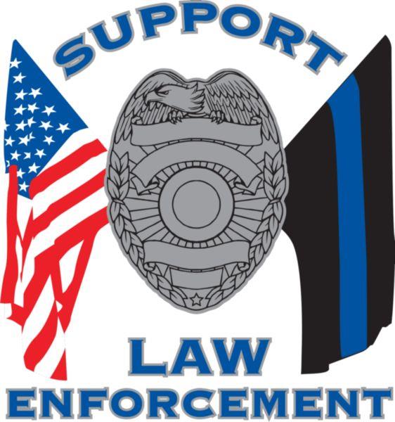 Support Law Enforcement Blue Line American Flag Decal