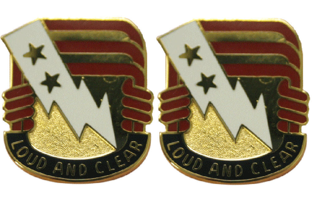 12th Signal Group Distinctive Unit Insignia - Pair - LOUD AND CLEAR