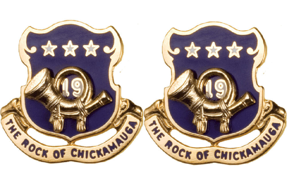 19th Infantry Distinctive Unit Insignia - Pair - ROCK OF CHICKAMAUGA