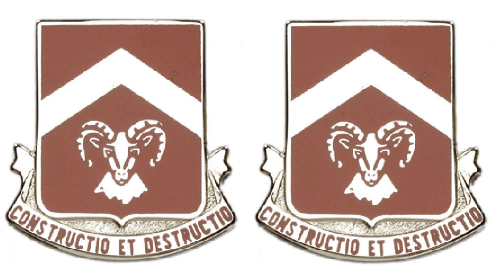 40th Engineering Battalion Distinctive Unit Insignia - Pair - CONSTRUCTIO ET DESTRUCTIO