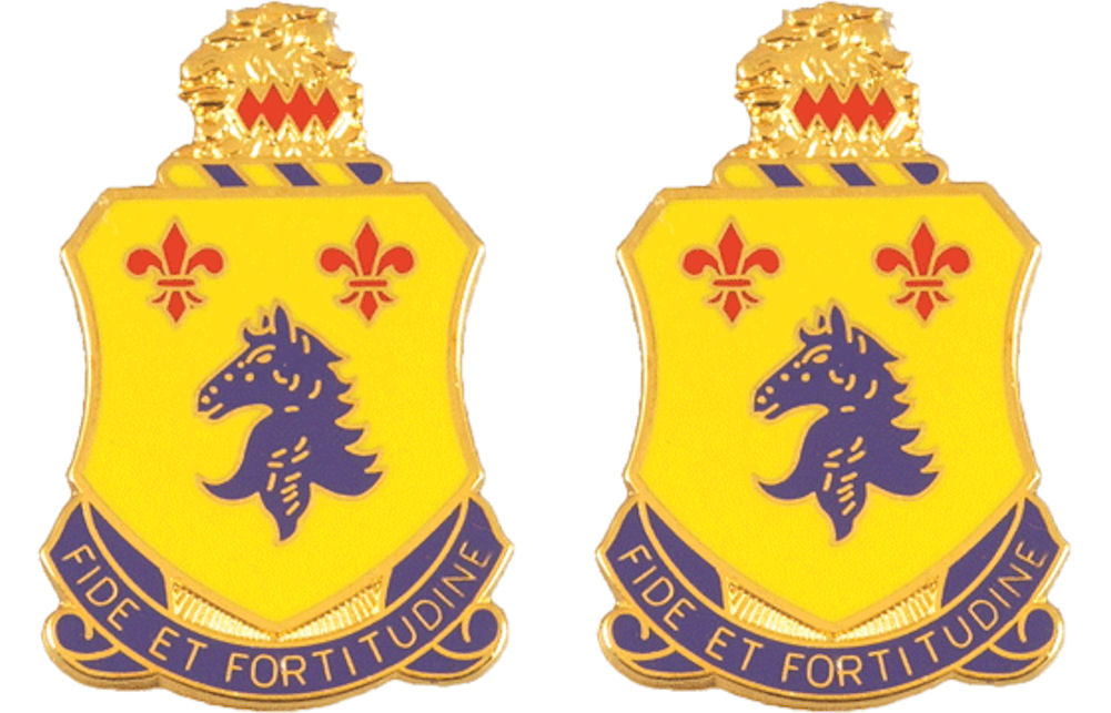 102nd Armor New Jersey Distinctive Unit Insignia - Pair - FIDE ET FORTITUOINE