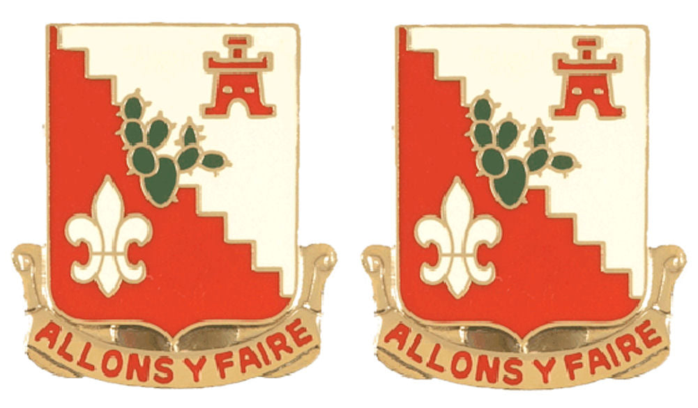 109th Engineering Battalion Distinctive Unit Insignia - Pair - ALLONS Y FAIRE