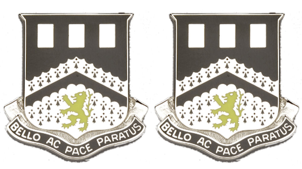 112th Engineering Battalion Distinctive Unit Insignia - Pair - BELLO AC PACE PARATUS