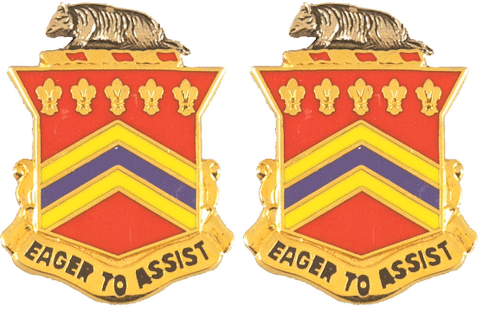 120th Field Artillery Distinctive Unit Insignia -Pair - EAGER TO ASSIST