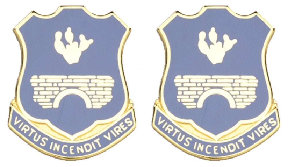 120th Infantry North Carolina Distinctive Unit Insignia - Pair - VIRTUS INCENDIT VIRES