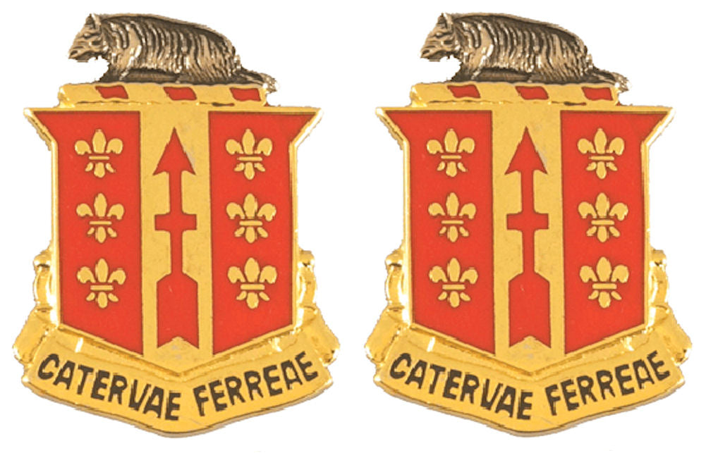 121st Field Artillery Distinctive Unit Insignia - Pair - CATERVAE FERREAE