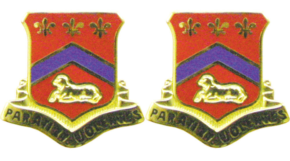123rd Field Artillery Distinctive Unit Insignia -Pair - PARATI ET VOLENTES