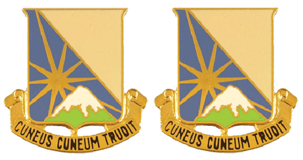 129th SUPPORT BATTALION Distinctive Unit Insignia - Pair - CUNEUS CUNEUM TRUDIT