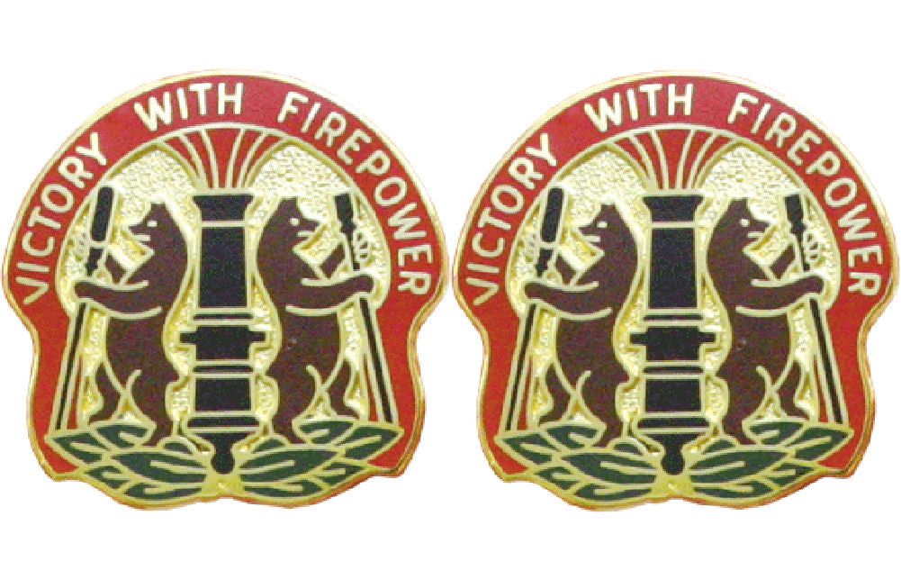 135th Field Artillery Brigade Distinctive Unit Insignia - Pair - VICTORY WITH FIREPOWER