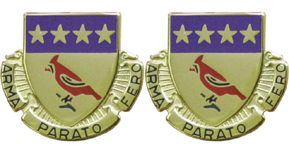 138th Field Artillery Distinctive Unit Insignia - Pair - ARMA PARATO FERO