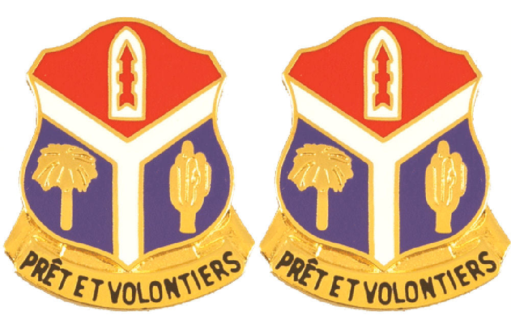 147th Field Artillery Battalion Distinctive Unit Insignia - Pair - PRET ET VOLONTIERS
