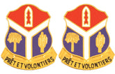 147th Field Artillery Battalion Distinctive Unit Insignia - Pair - PRET ET VOLONTIERS
