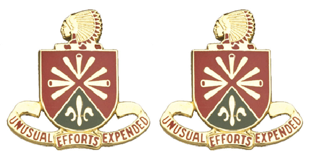158th Field Artillery Battalion Distinctive Unit Insignia - Pair - UNUSUAL EFFORTS EXPENDED