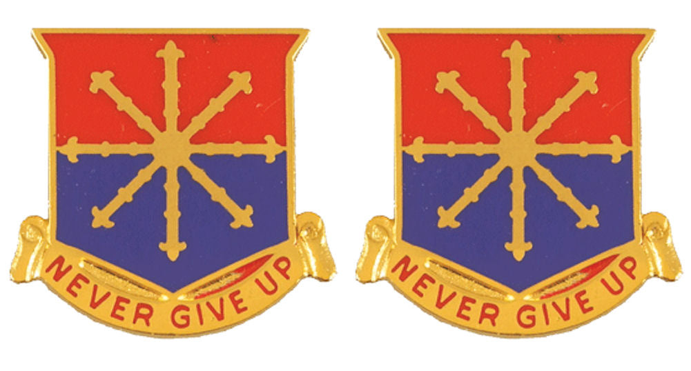 206TH Field Artillery Distinctive Unit Insignia - Pair - NEVER GIVE UP