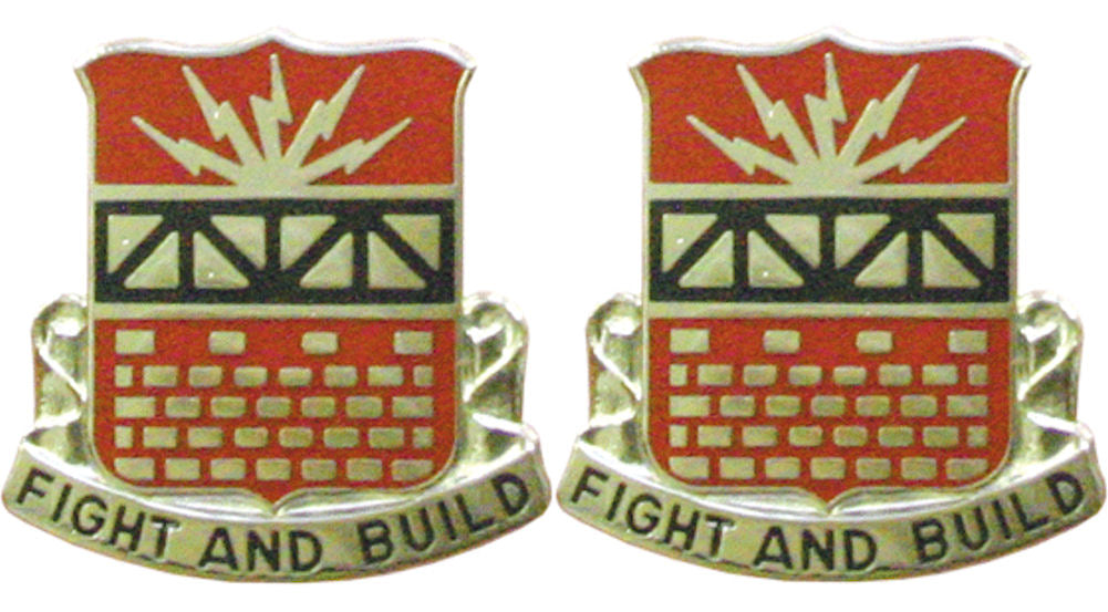 216th ENGINEER BN Distinctive Unit Insignia - Pair - FIGHT AND BUILD