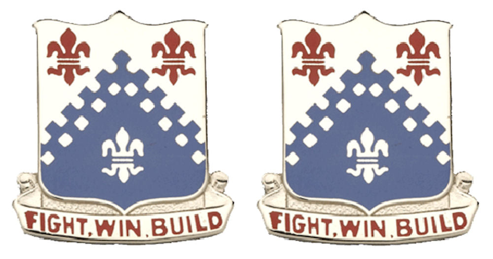 439th ENGINEER BATTALION Distinctive Unit Insignia - Pair - FIGHT WIN BUILD