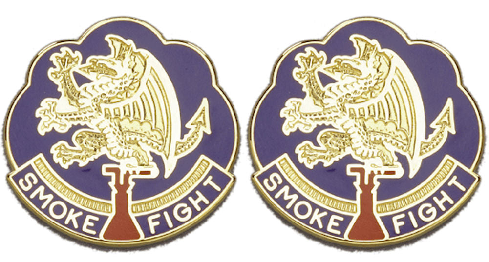 490th CHEMICAL BATTALION Distinctive Unit Insignia - Pair - SMOKE FIGHT