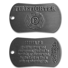 Firefighter Dog Tag Chain Necklace - Joshua 1:9