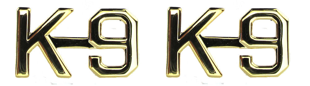 K-9 Collar Letter Insignia - No Shine Metal Pin-On - PAIR