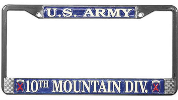 U.S. Army 10th Mountain Division Metal License Plate Frame
