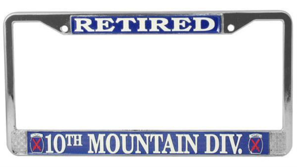 U.S. Army 10th Mountain Divisions - Retired Metal License Plate Frame