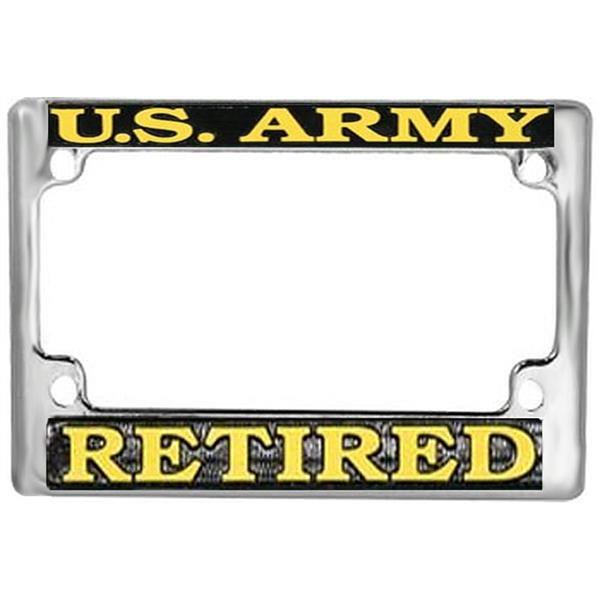 U.S. Army Retired Chrome Metal Motorcycle License Plate Frame