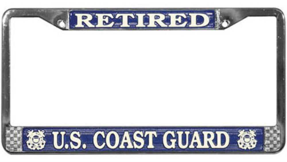 Retired U.S. Coast Guard Metal License Plate Frame