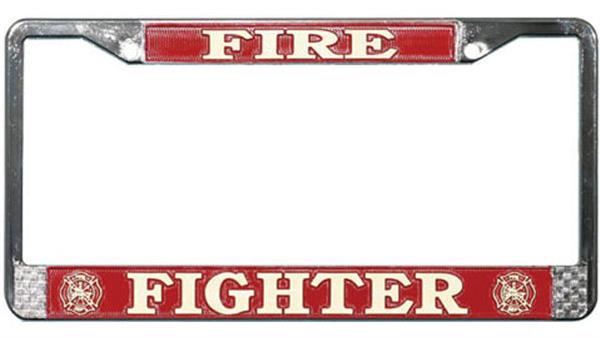 Fire Fighter Metal License Plate Frame
