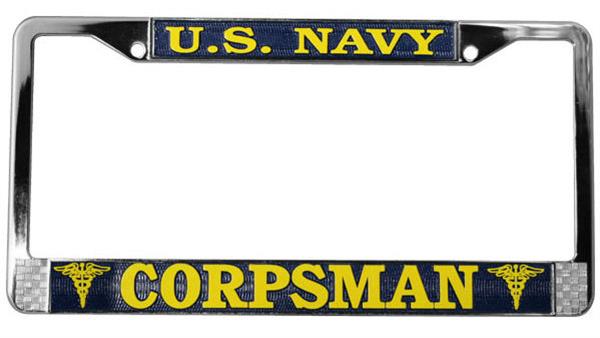 U.S. Navy Corpsman Metal License Plate Frame