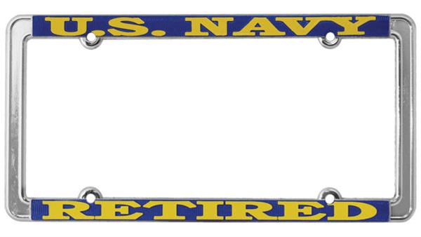 Retired U.S. Navy Thin Rim License Plate Frame