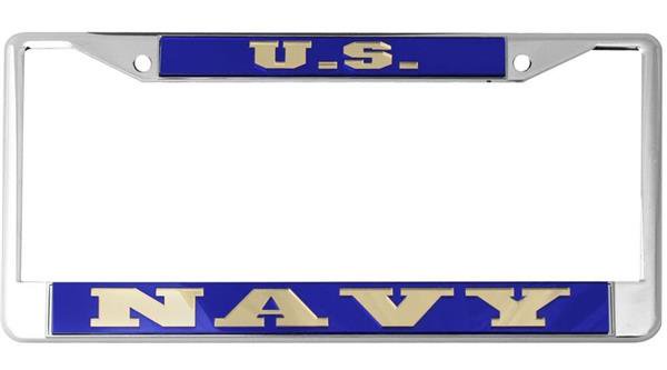 U.S. Navy Mirror Inlaid License Plate Frame