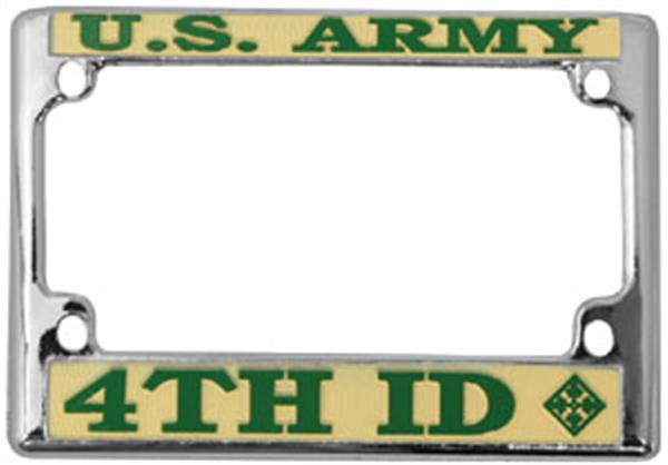 U.S. ARMY 4TH ID Motorcycle License Plate Frame - Metal