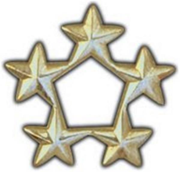 5 Star General Silver Large Pin