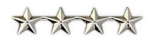 4 Star General Silver Large Pin - CLEARANCE!
