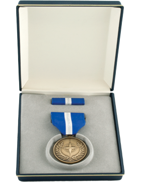 NATO with Non-Article 5 Ribbon Balkan Full Size Medal Box Set with Lapel Pin