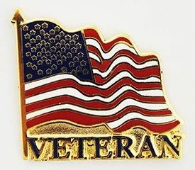 US Wavy Flag Veteran Pin  - Size 1 inch
