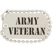 Army Veteran Dog Tag Pin  - Size 1-1/4 inch - CLEARANCE!