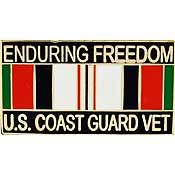 Enduring Freedom Coast Guard Veteran Flag Pin  - Size 1-1/8 inch - CLEARANCE!
