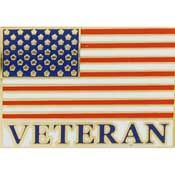US Flag Veteran Pin  - Size 1-1/8 inch