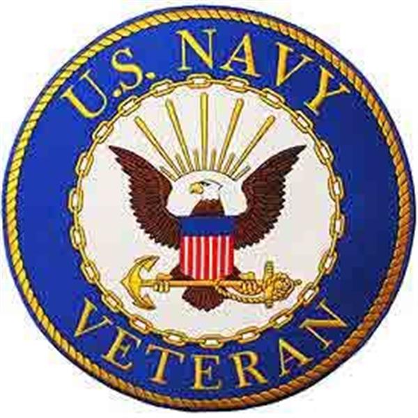 US Navy Veteran Round Logo 12 inch Patch