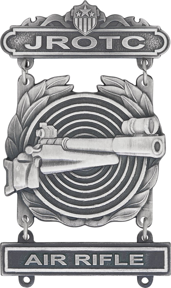 JROTC Expert with Air Rifle QBar, Target & Wreath (Silver Ox)