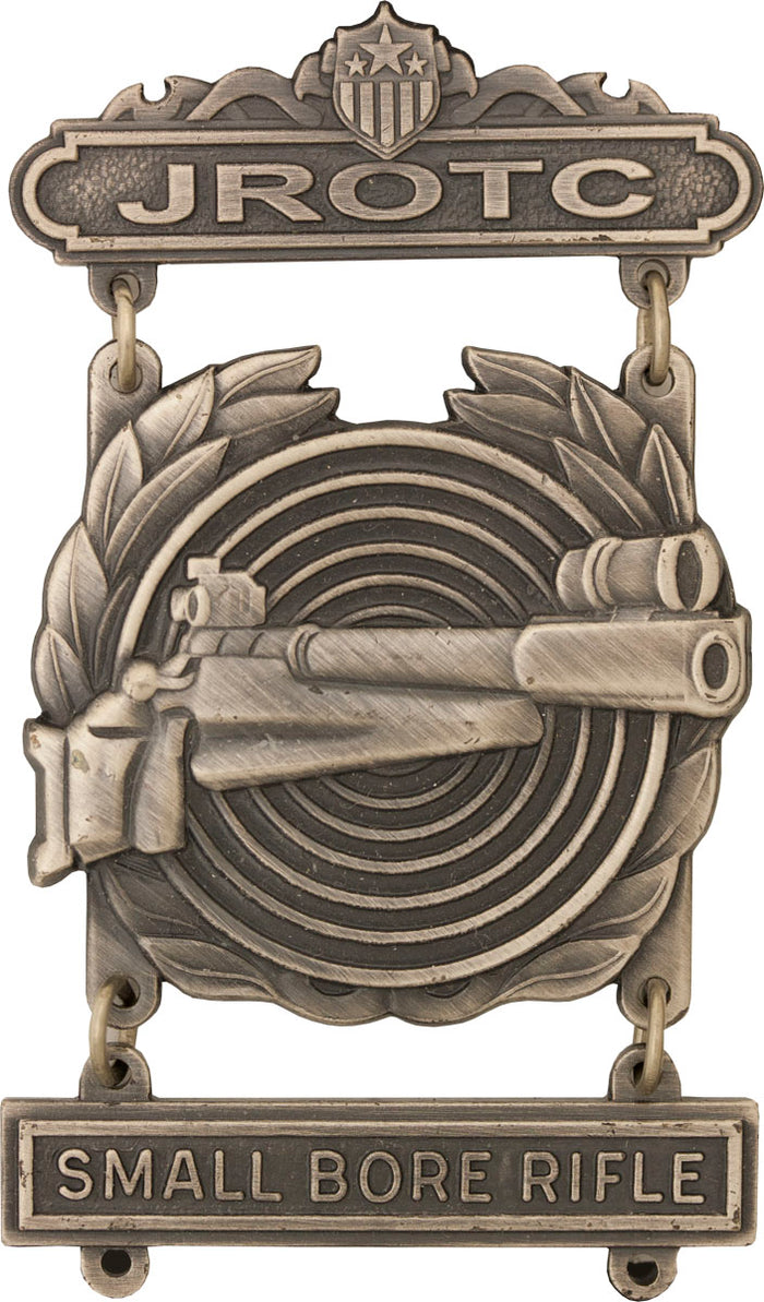 JROTC Expert with Small Bore Rifle QBar, Target & Wreath (Silver Ox)