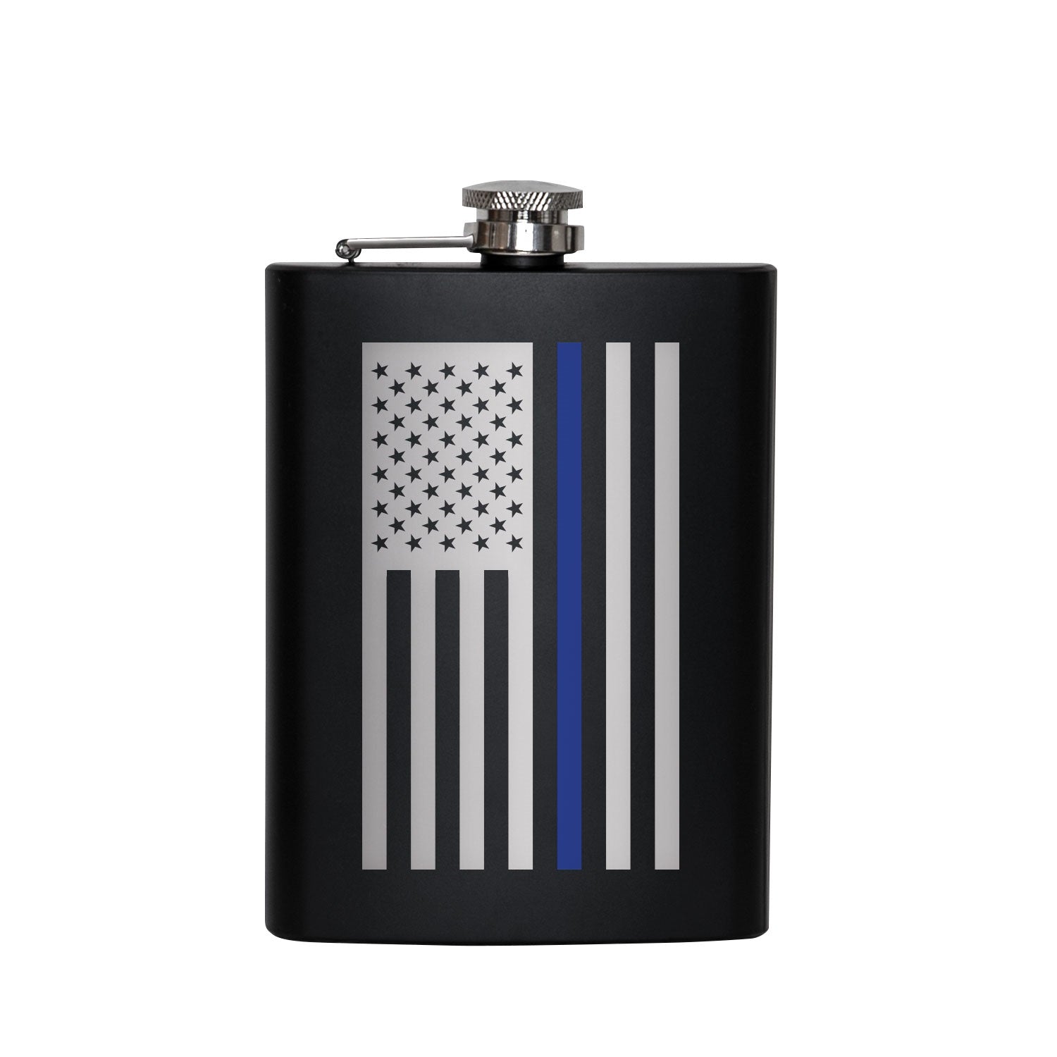 Rothco Stainless Steel Thin Blue Line Flag Flask Front