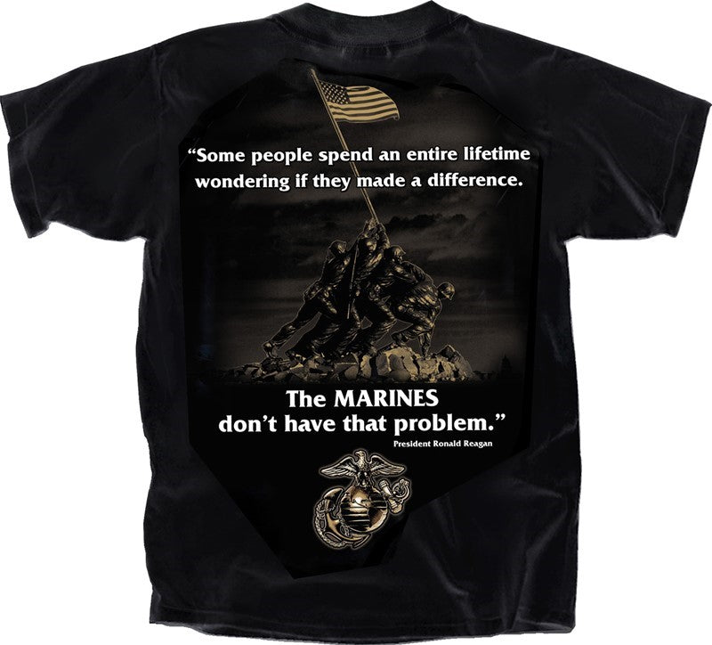 Marines Make a Difference T-Shirt - Ronald Reagan Quote - BLACK - CLEA